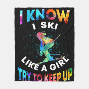 Skifahren - Ich weiß, ich bin Ski wie ein Mädchen  Fleecedecke