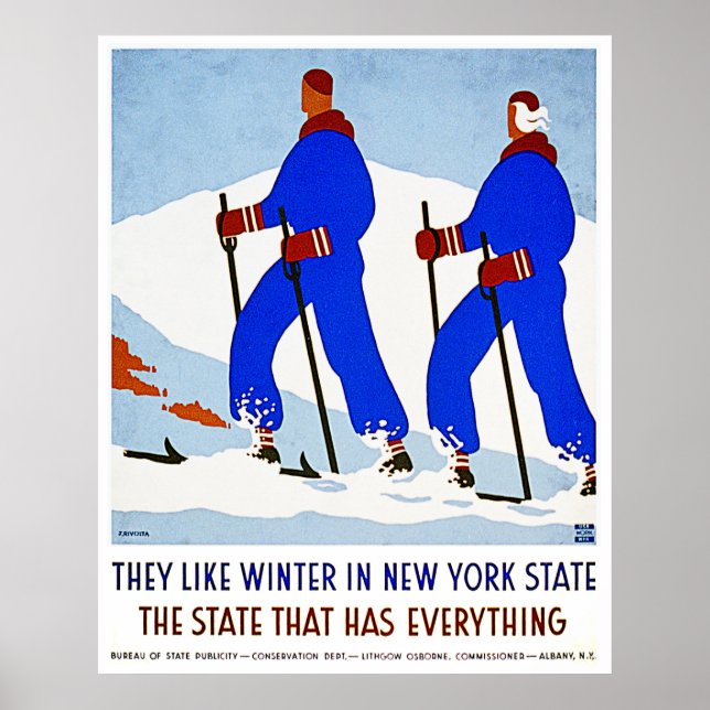 Skifahren im New Yorker Staat - Vintages Dekor-Pos Poster (Vorne)