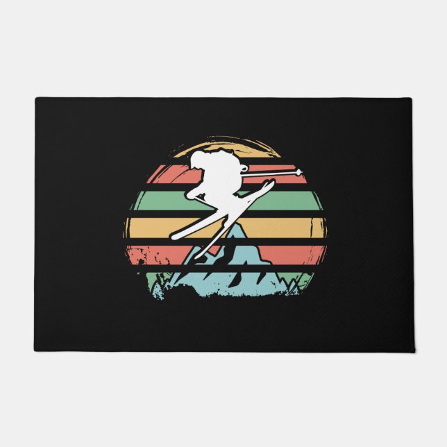 Skifahren im Retro Fußmatte (Vorderseite)