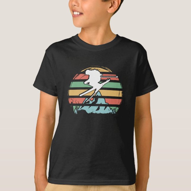 Skifahren im Retro T-Shirt (Vorderseite)