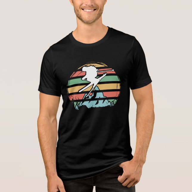 Skifahren im Retro Tri-Blend Shirt (Vorderseite)