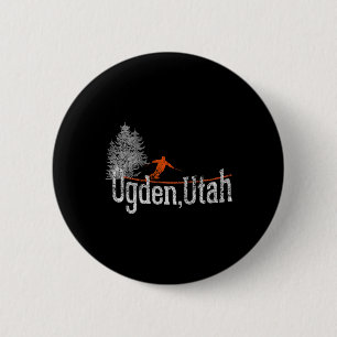 Skifahren im Stil der 80er Jahre Ogden Utah Vintag Button