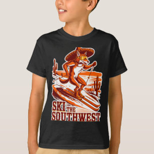 Skifahren im Südwesten Abenteuer Kojote Skifahrer  T-Shirt