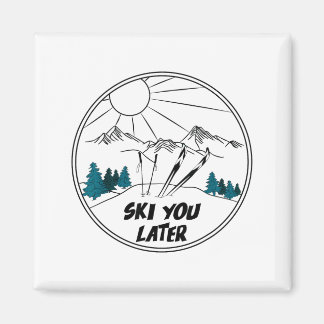 Skifahren im Winter Sport Vintage-Pulverschnee Ski Magnet