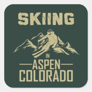 Skifahren in Aspen Colorado Quadratischer Aufkleber
