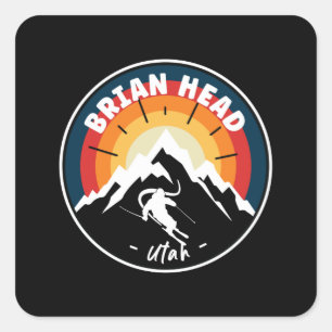 Skifahren in Brian Head Utah Vintage Quadratischer Aufkleber