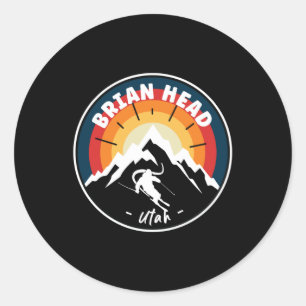 Skifahren in Brian Head Utah Vintage Runder Aufkleber