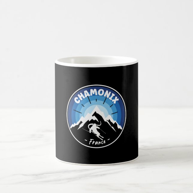 Skifahren in Chamonix France Blue Kaffeetasse (Mittel)