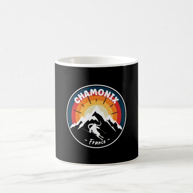 Skifahren in Chamonix Frankreich Vintag Kaffeetasse (Mittel)