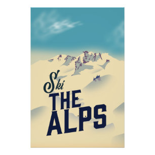 Skifahren in den Alpen Fotodruck