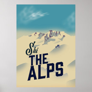Skifahren in den Alpen Poster