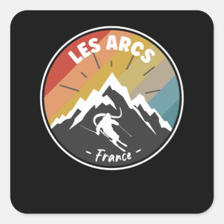 Skifahren in Frankreich Les Arcs Quadratischer Aufkleber