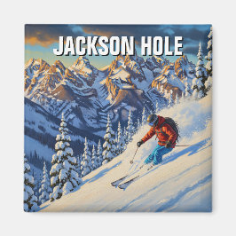Skifahren in Jackson Hole Wyoming Magnet