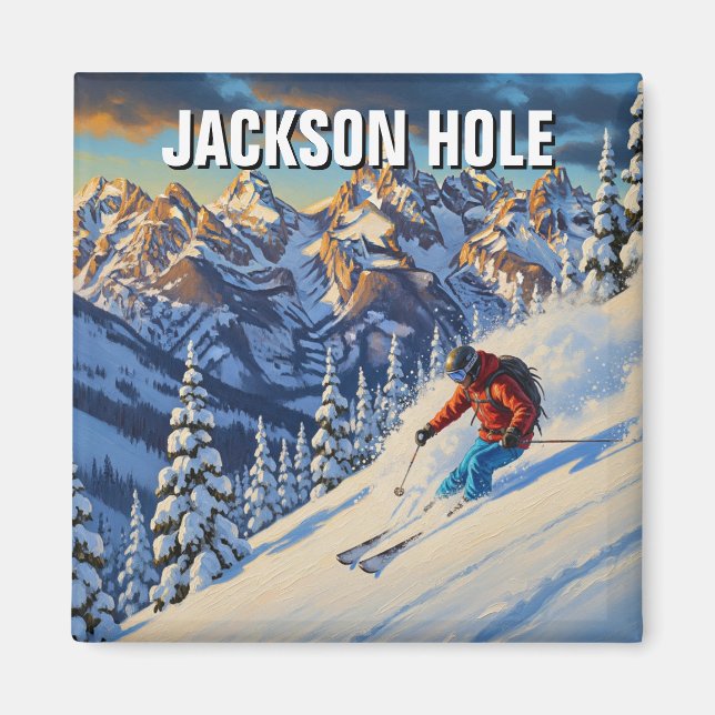 Skifahren in Jackson Hole Wyoming Magnet (Vorne)