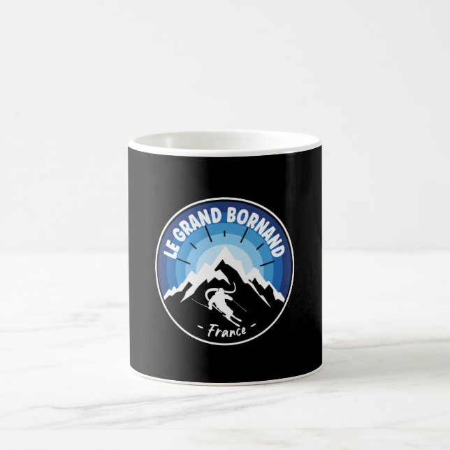 Skifahren in Le Grand Bornand France Blue Kaffeetasse (Mittel)
