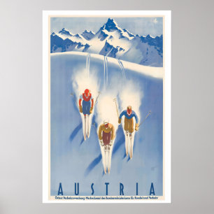 Skifahren in Österreich Vintage-Skiplakat Poster