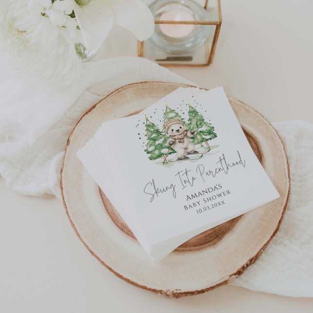 Skifahren in Parenthood Winter Baby Dusche Serviette (Von Creator hochgeladen)