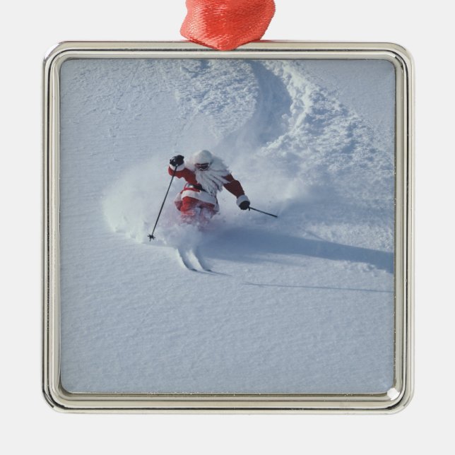 Skifahren in Snowbird Ski Resort, Wasatch Ornament Aus Metall (Vorne)