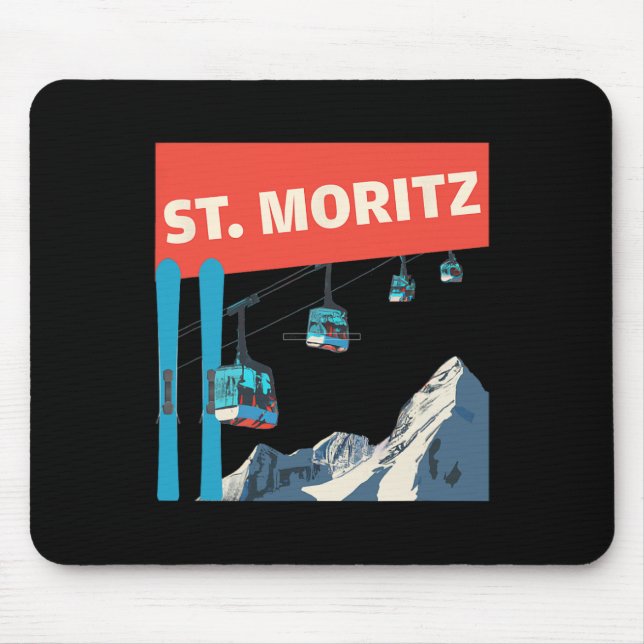 Skifahren in St. Moritz - Retro St. Moritz Ski Mousepad (Vorne)