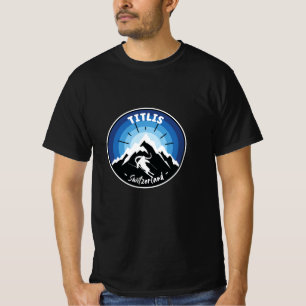Skifahren in Titlis Schweiz Blau T-Shirt