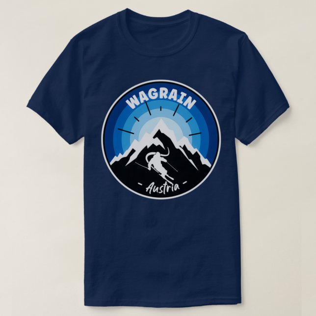 Skifahren in Wagrain Austria Blue T-Shirt (Design vorne)