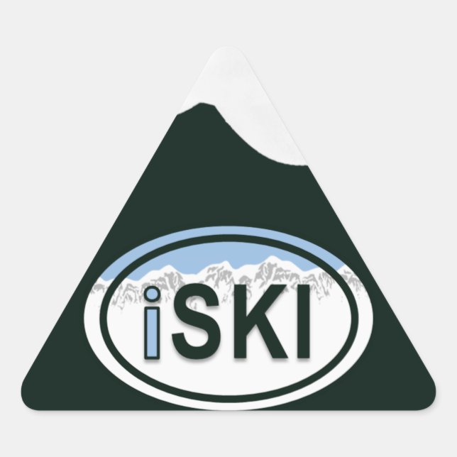 Skifahren "iSKI" Oval Mountain Aufkleber (Vorderseite)