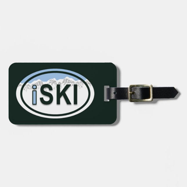 Skifahren "iSKI" Oval Mountain Gepäck Gepäckanhänger (Vorderseite horizontal)