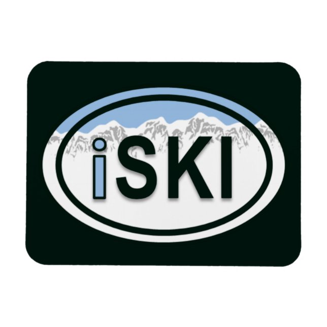 Skifahren "iSKI" Oval Mountain Magnet (Horizontal)