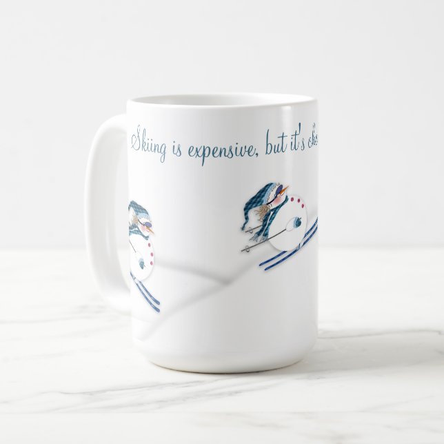 Skifahren ist billiger als TherapieFun Skiing Kaffeetasse (Vorderseite Links)