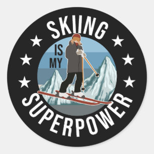 Skifahren ist meine Supermacht Runder Aufkleber