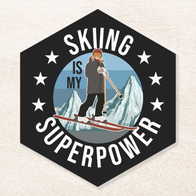 Skifahren ist meine Supermacht Untersetzer (Vorderseite)