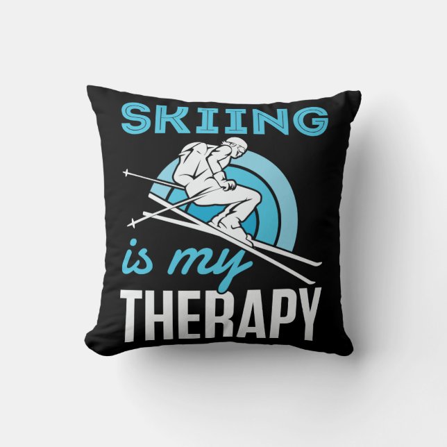 Skifahren ist meine Therapie Ski Ski Funny Skier Kissen (Vorderseite)