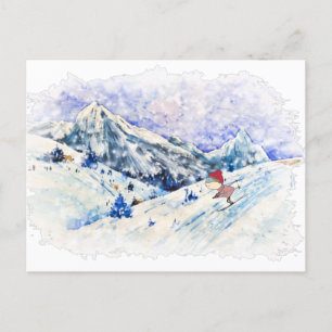 Skifahren ist Spaß Postkarte