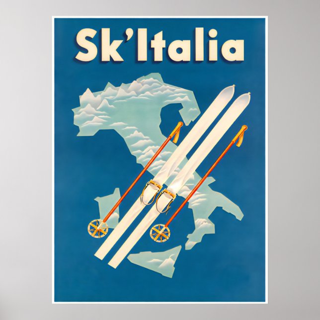 Skifahren Italien Plakat (Vorne)