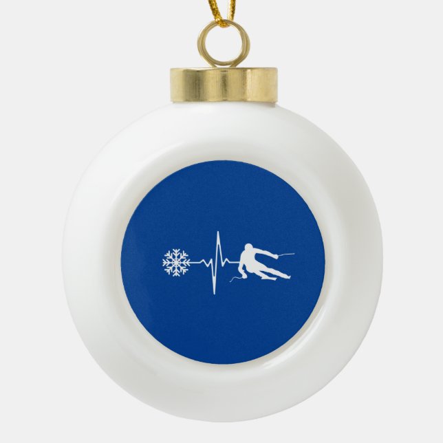 Skifahren Keramik Kugel-Ornament (Vorderseite)