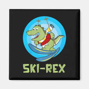 Skifahren Kinder Skifahren Skirex Funny Dino Klett Magnet