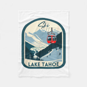 Skifahren Lake Tahoe Retro Vintage Stil Lake Tahoe Fleecedecke
