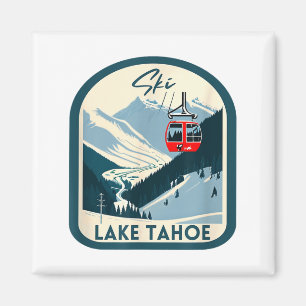 Skifahren Lake Tahoe Retro Vintage Stil Lake Tahoe Magnet