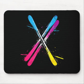 Skifahren lebendiges Design gekreuzte Skier Mousepad