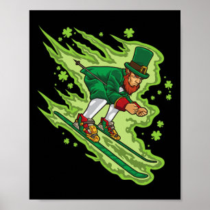 Skifahren Leprechaun - Irische Wintersportarten - Poster