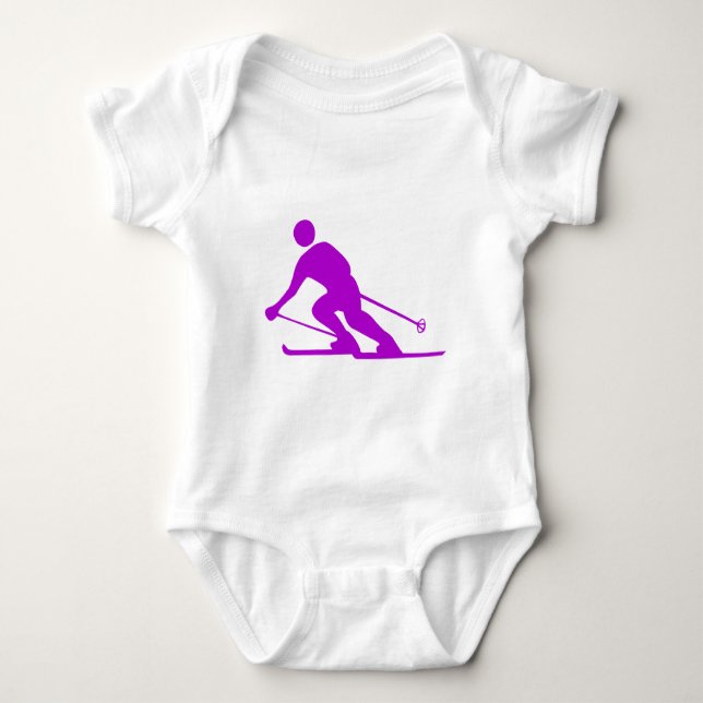 Skifahren - Lila Baby Strampler (Vorderseite)