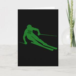 Skifahren Männer, Frauen, Kinder St. Patrick's Day Karte