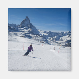 Skifahren mit Matterhorn in Zermatt, Schweiz Magnet