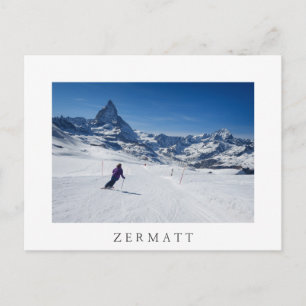 Skifahren mit Matterhorn in Zermatt, Schweiz Postkarte