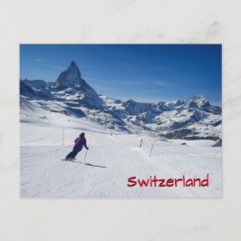 Skifahren mit Matterhorn in Zermatt, Schweiz Postkarte