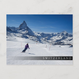 Skifahren mit Matterhorn in Zermatt, Schweiz Postkarte