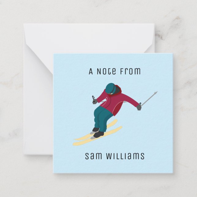 Skifahren Mitteilungskarte (Vorderseite)