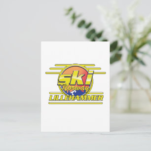 Skifahren Norwegen Lillehammer 80er-Vibe Postkarte