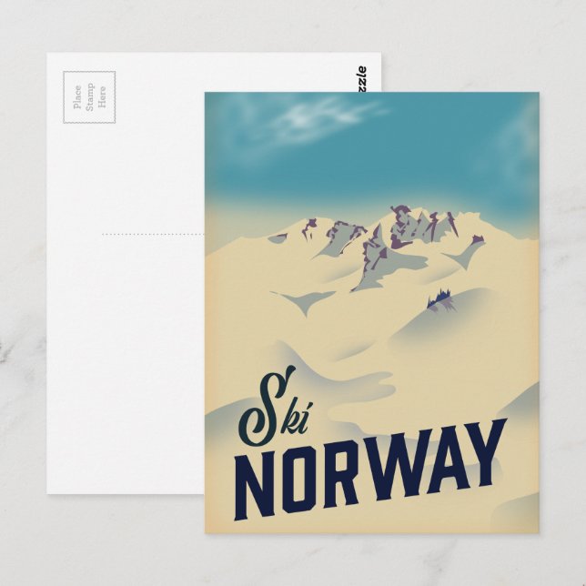Skifahren Norwegen Postkarte (Vorne/Hinten)