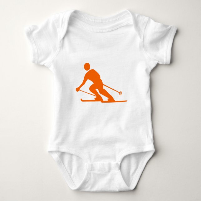 Skifahren - Orange Baby Strampler (Vorderseite)